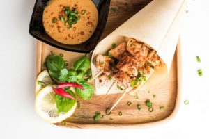 Chicken and Tofu Satay with Peanut Sauce