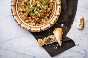 Persian Pumpkin and Chickpea Tagine Bowl with Nan-e-Barbari