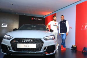 Rahil Ansari with Indian Cricket Team Captain Virat Kohli unveiling the Audi RS 5 Coupe in Bengaluru