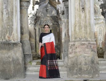 Ethnic Dukaan New collection saree black, red & white