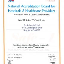 Fortis Hospitals, Cunningham Road bags NABH Safe â€“ I Certification