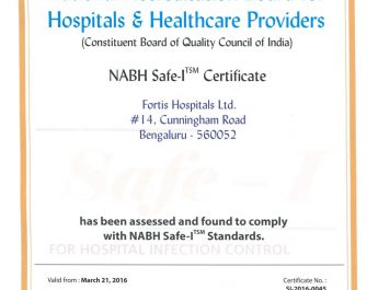 Fortis Hospitals, Cunningham Road bags NABH Safe â€“ I Certification
