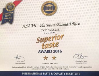ASBAH THE ONLY BRAND FROM INDIA TO BAG THE - SUPERIOR TASTE AWARD 2016 - AT BRUSSELS