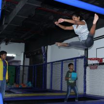 Kids and gymnast having a great time at Trampoline launch at Smaaash during their 1st Anniv celebrations