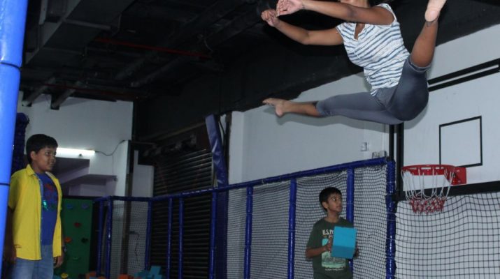Kids and gymnast having a great time at Trampoline launch at Smaaash during their 1st Anniv celebrations