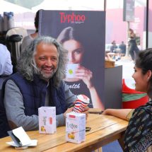 Samar Singh Jodha with a friend relishing Typhoos new variant lemon and Honey green Tea