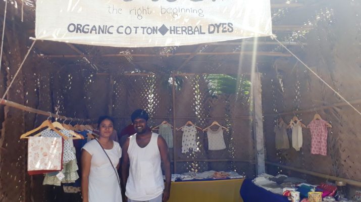 Swathy Minakshi and Abhinav Gangumalla founders of 0 to 5 organic cotton baby clothing at See Sharp Fest in Goa