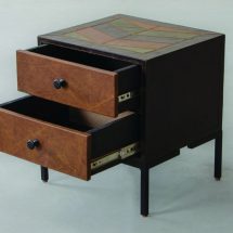 Edward Leather Chevron Side Table - Multi Finish - Top Front Three Fourth View