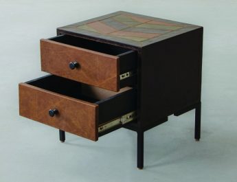 Edward Leather Chevron Side Table - Multi Finish - Top Front Three Fourth View
