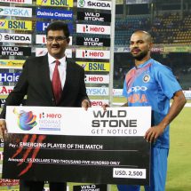 Sanjay Srivastava with Indian cricketer Shikhar Dhawan - Nidahas Cup 2018