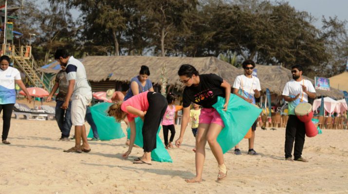 Marking the last day of TeraMeraBeach campaign rolled out by Drishti Marine tourist and visitors engaged in a beach cleaning drive at Baga Beach