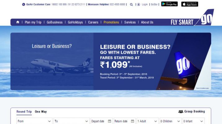 Fly smart with GoAir for fares starting at Rs 1099