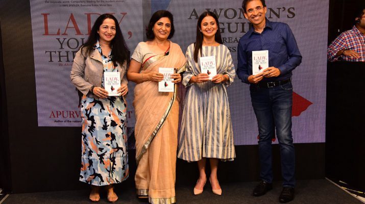 L-R - Kiran Manral - Apurva Purohit - Rasika Dugal - Harsha Bhogle at the launch of Lady You are The Boss