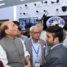 Minister of Defence - Rajnath Singh visits Globus Infocom at the India International Security Expo 2019