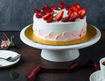 White creamy cake with strawberries Recipe - Chef Shivanand Kain - Senior Executive Chef - Jaypee Greens Golf and Spa Resort