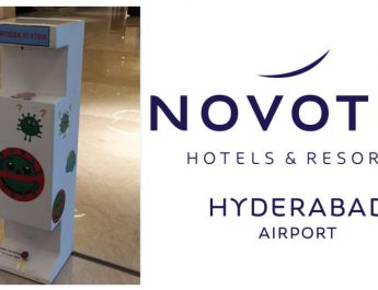 Foot Operated Sanitizer Dispensing Machine at Novotel Hyderabad Airport
