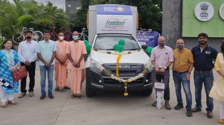 Freedom Cooking Oils partners with Akshaya Patra Foundation to provide 3 Food Delivery Vehicles in Telangana